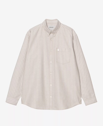 Camisa Carhartt WIP L/S  Cassel - Cassel Stripe, Peanut/White