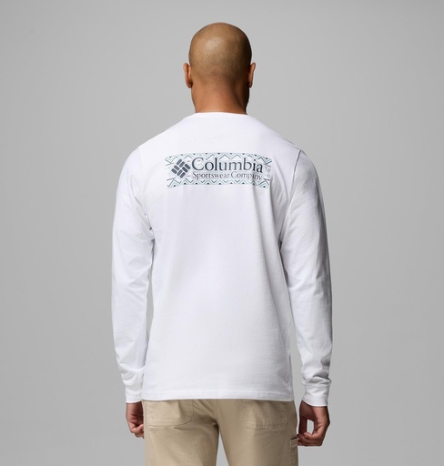 Camiseta Columbia L/S Explorers Canyon - White/Branded Blanket