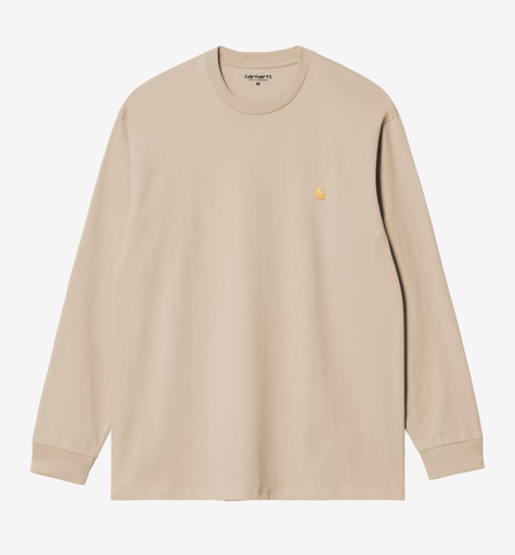 Camiseta Carhartt WIP L/S Chase - Fleur de Sel/Gold