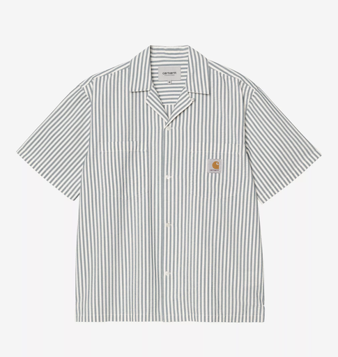 Camisa Carhartt WIP Leavel - Leavel Stripe, Blue River/Wax