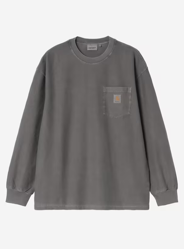 Camiseta de Manga Larga Carhartt WIP L/S Loose Pocket - Black (Garment Dyed)