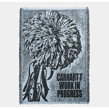 Manta Carhartt WIP Chrysanthemum Woven Blanket - Misty Sky/Black