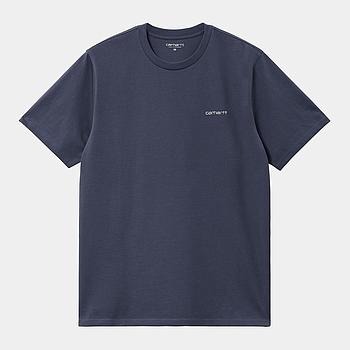 Camiseta Carhartt WIP Script Embroidery - Air Force Blue/White