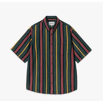 Camisa Carhartt WIP Jarrell - Stripe Conifer Black
